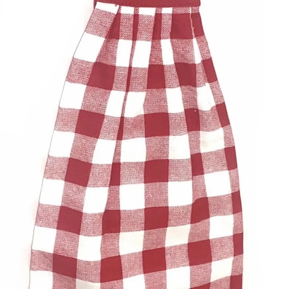 Red White Plaid Gingham Hanging Kitchen Towel - Picture 2 of 4